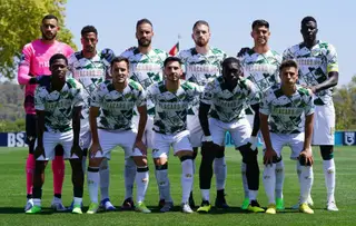 David Bruno (2º em baixo à esquerda) no 11 do Moreirense que jogou com o Belenenses SAD em agosto deste ano