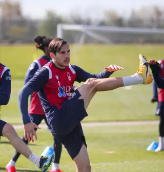 Durante um treino do Nottingham