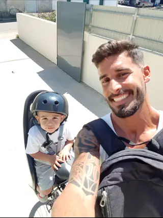 Uma selfie na bicicleta com o primeiro filho, Dinis