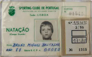Cartão sócio do Sporting, onde Bruno praticou natacão, com nove anos