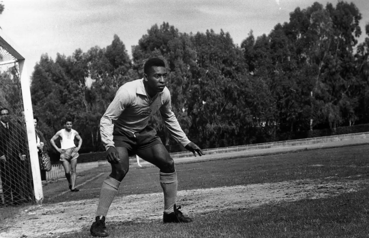 À baliza num treino em 1963