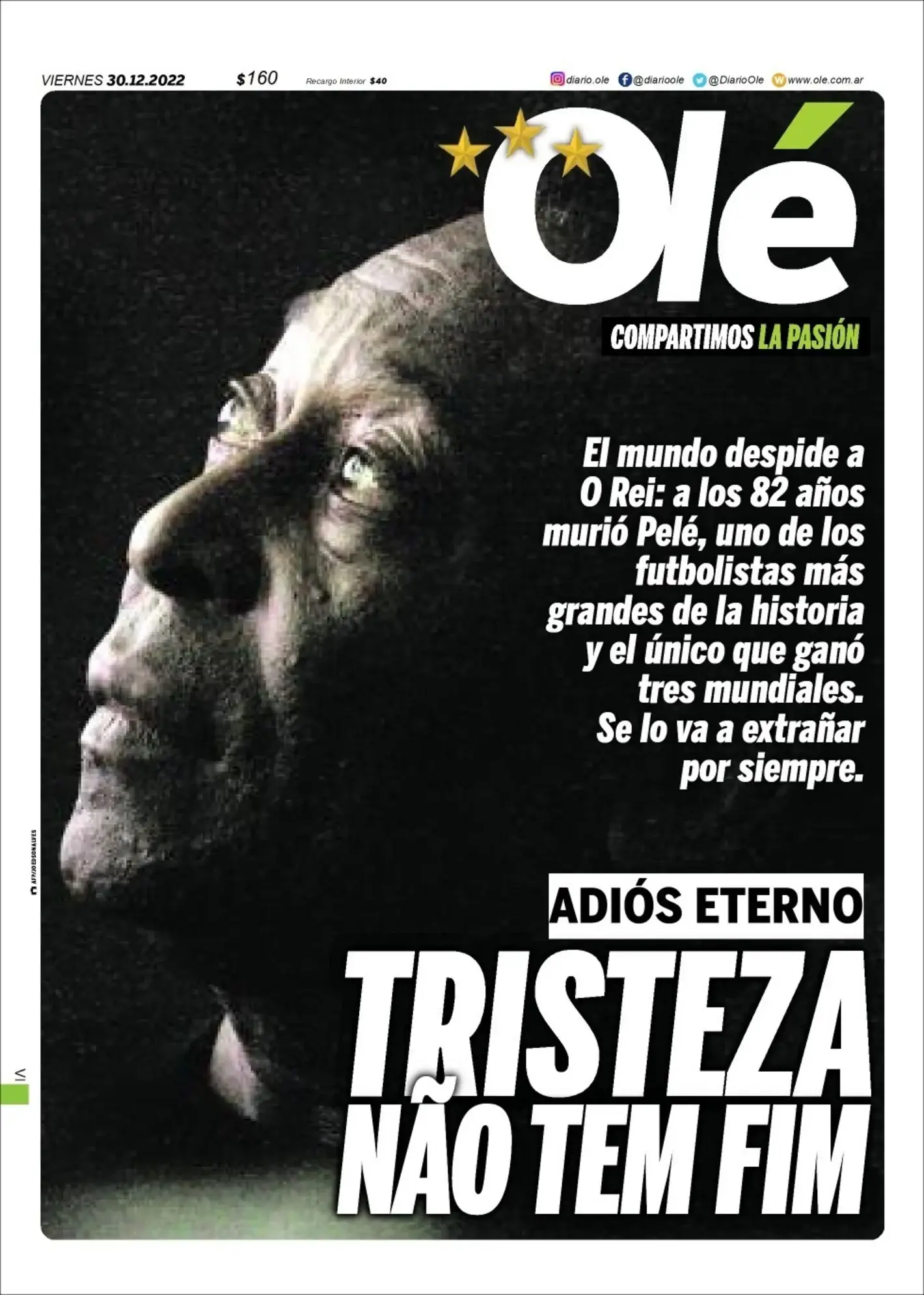 Pelé nas primeiras páginas do mundo: “A tristeza não tem fim” do Rei que morreu, “se é que morreu”