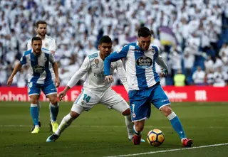 Lucas Pérez num Real Madrid-Deportivo, em 2018