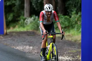 António Morgado, durante a corrida de juniores do Mundial de 2022, na Austrália, quando foi segundo classificado