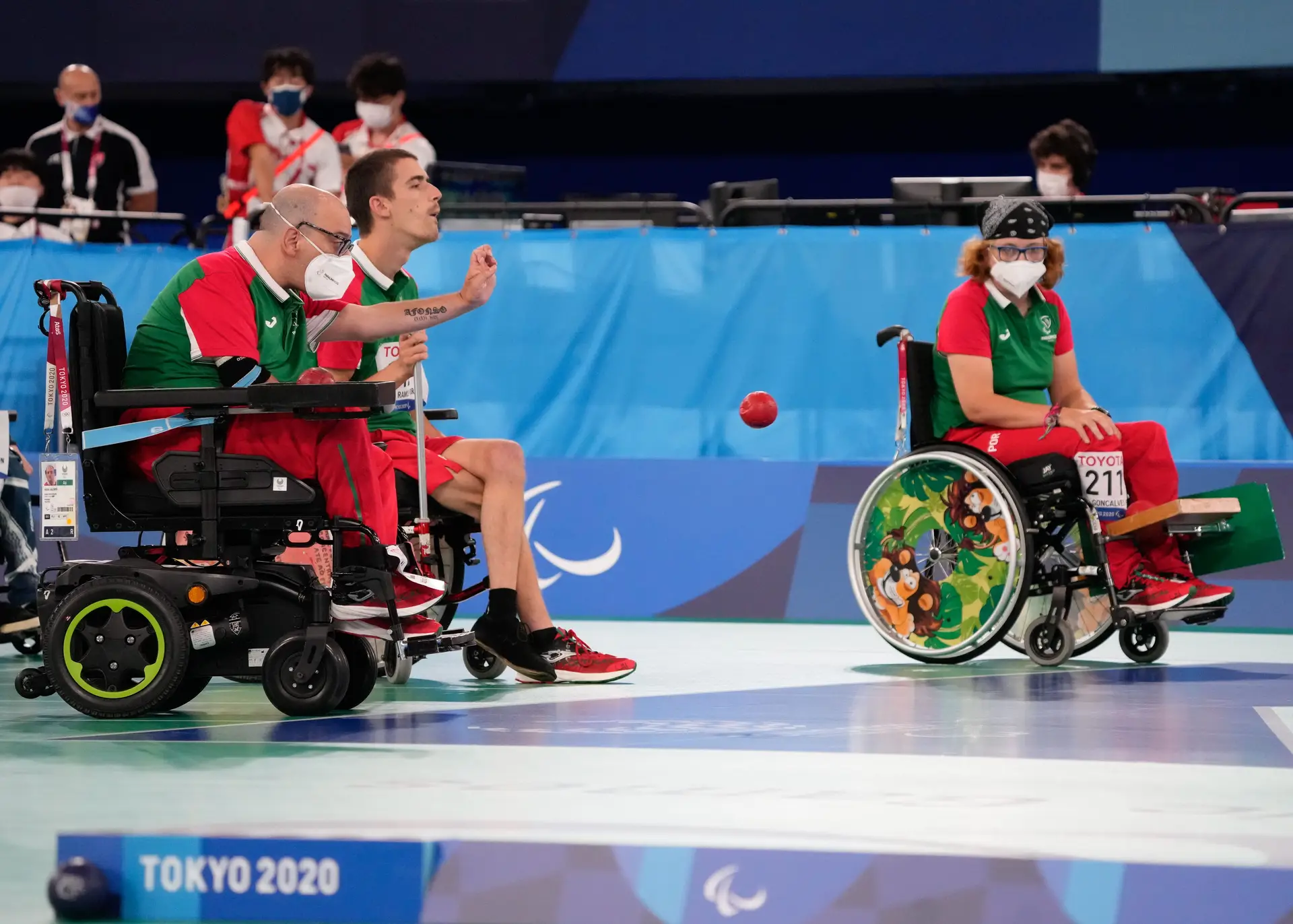A equipa nacional de boccia nos Jogos de Tóquio, em 2021.