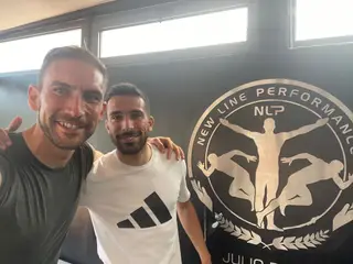 Gonçalo com o fisioterapeuta e amigo Júlio Pinto
