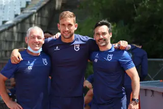 Conan (Carlos Costa), Gonçalo Silva e Paulinho (fisioterapeuta) da B SAD