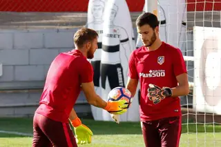 Num treino do Atlético de Madrid