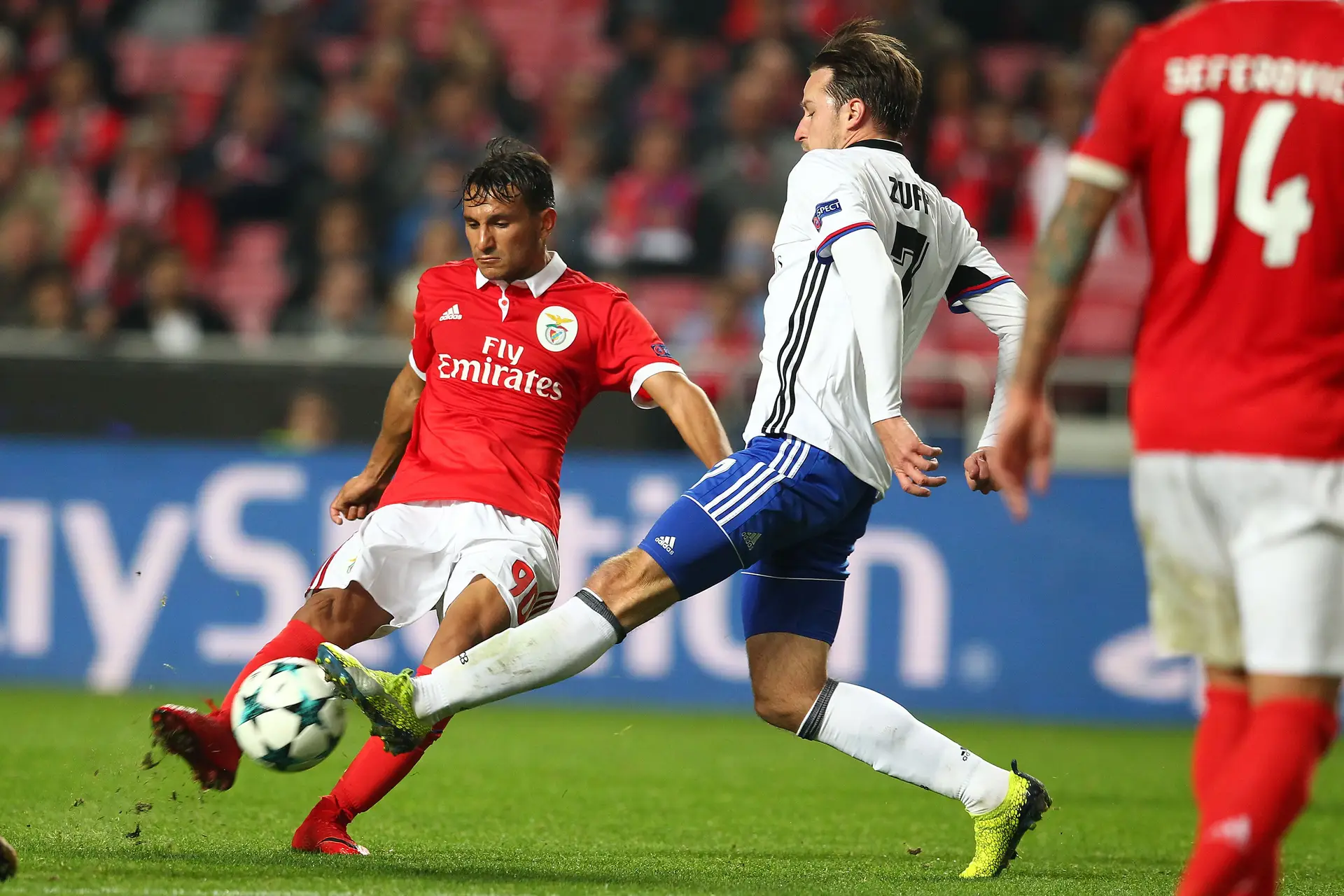 João durante o jogo do Benfica com o FC Basel, da 6ª eliminatória da Liga dos Campeões, em 2017