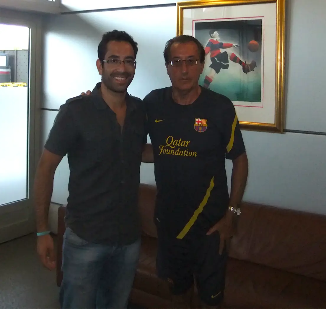 Acácio com Paco Seirul-lo, quando estagiou no Barcelona