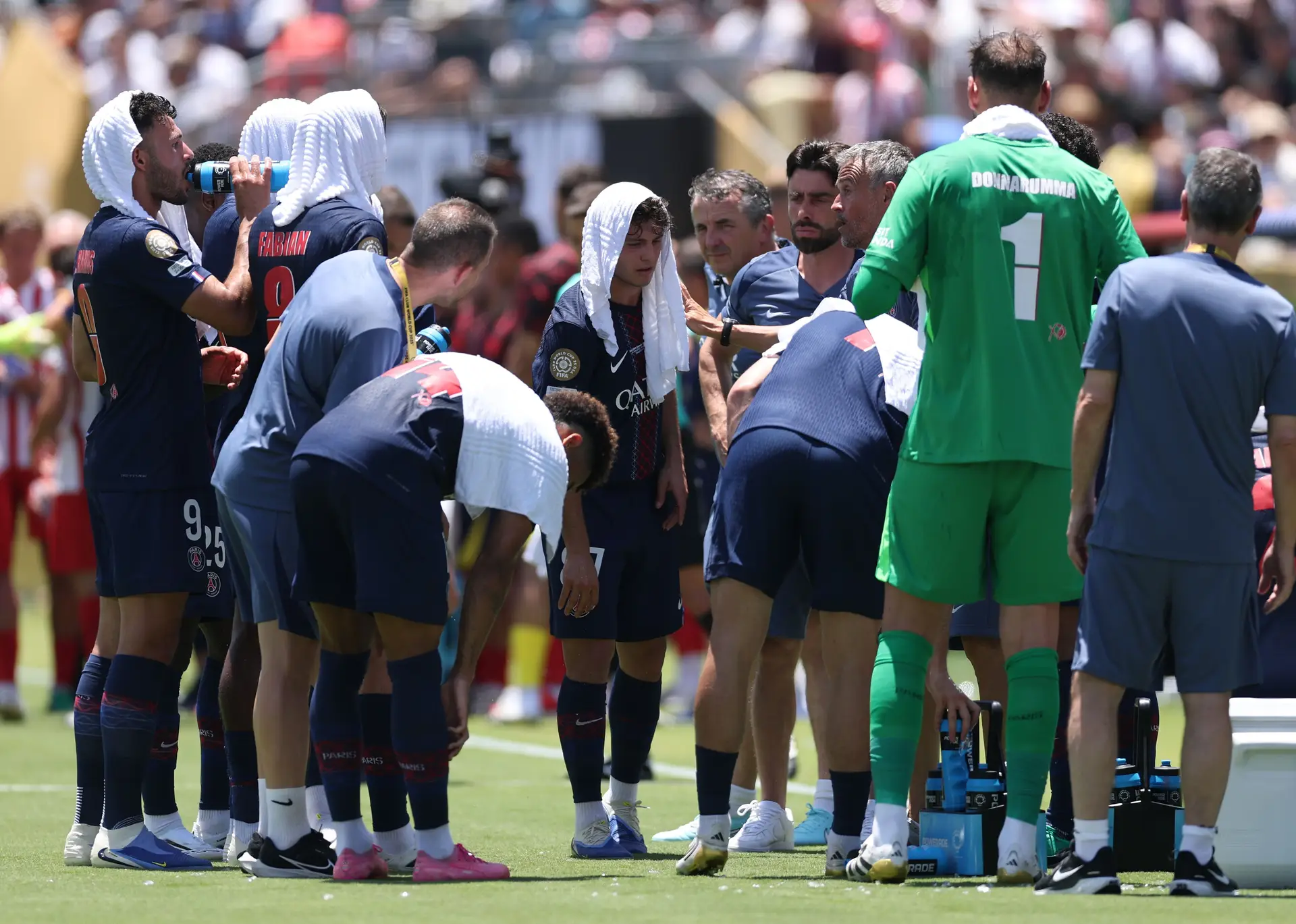 O PSG defrontou o Atlético ao meio-dia em Pasadena, com 32ºC e 60% de humidade
