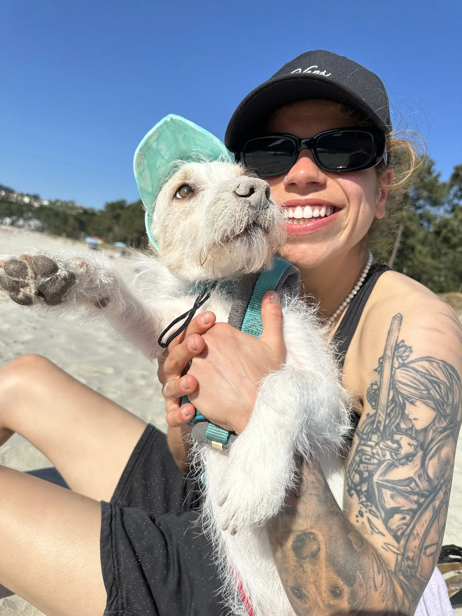 A guarda-redes com o seu cão Kinder