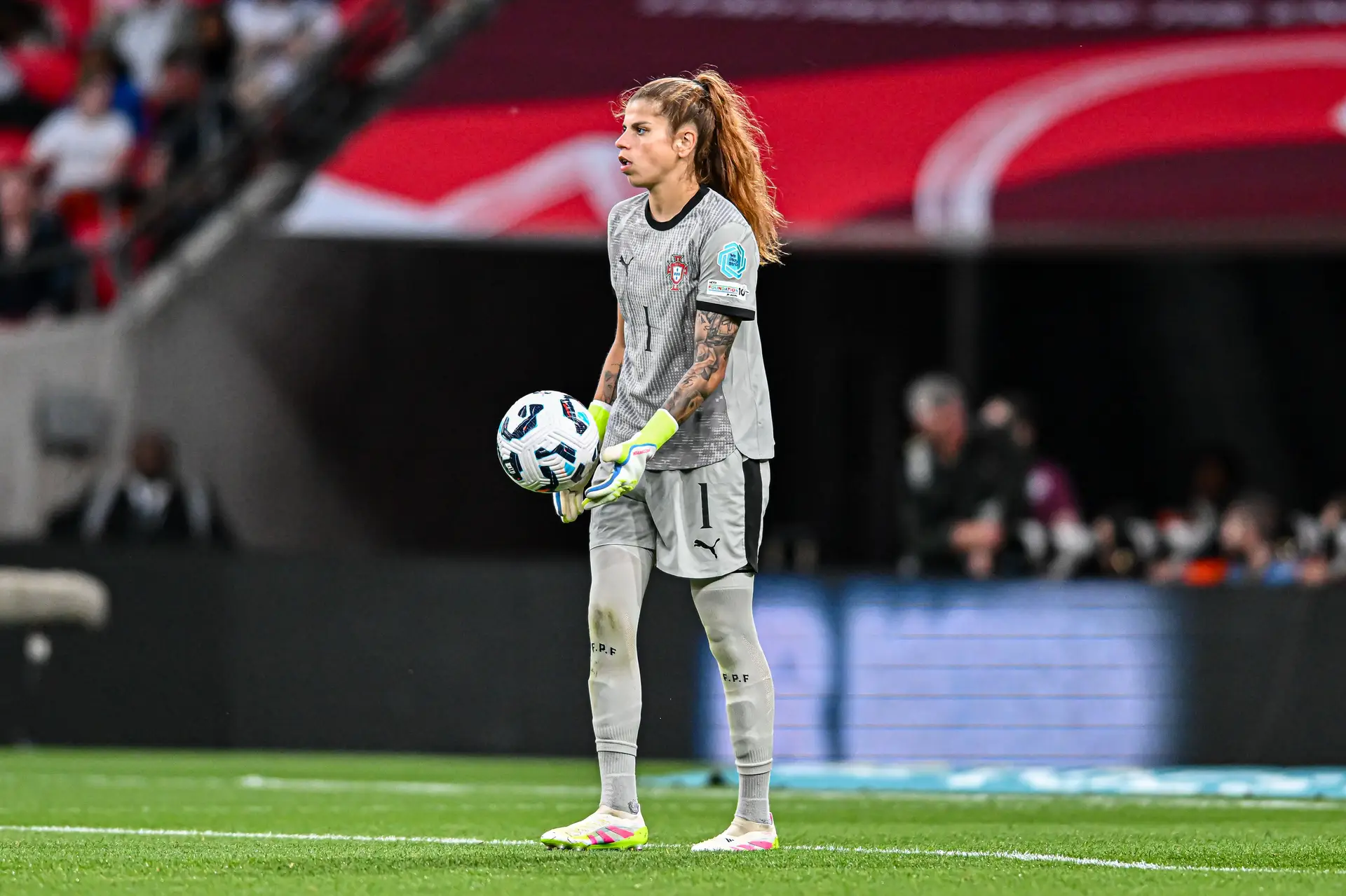 Inês durante o jogo contra a Inglaterra, na Liga das Nações, em maio de 2025