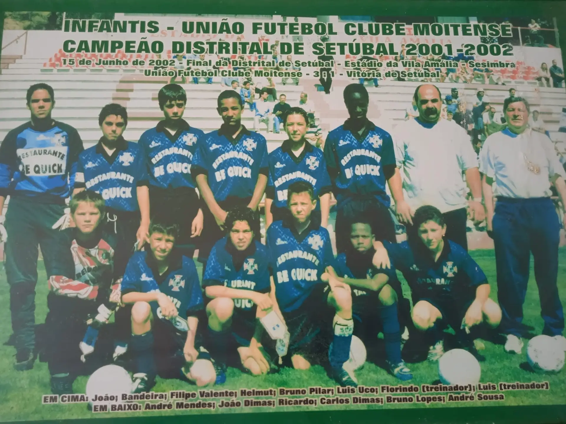 André (1º em baixo à direita) foi campeão distrital de Setúbal pelo Moitense, nos Infantis