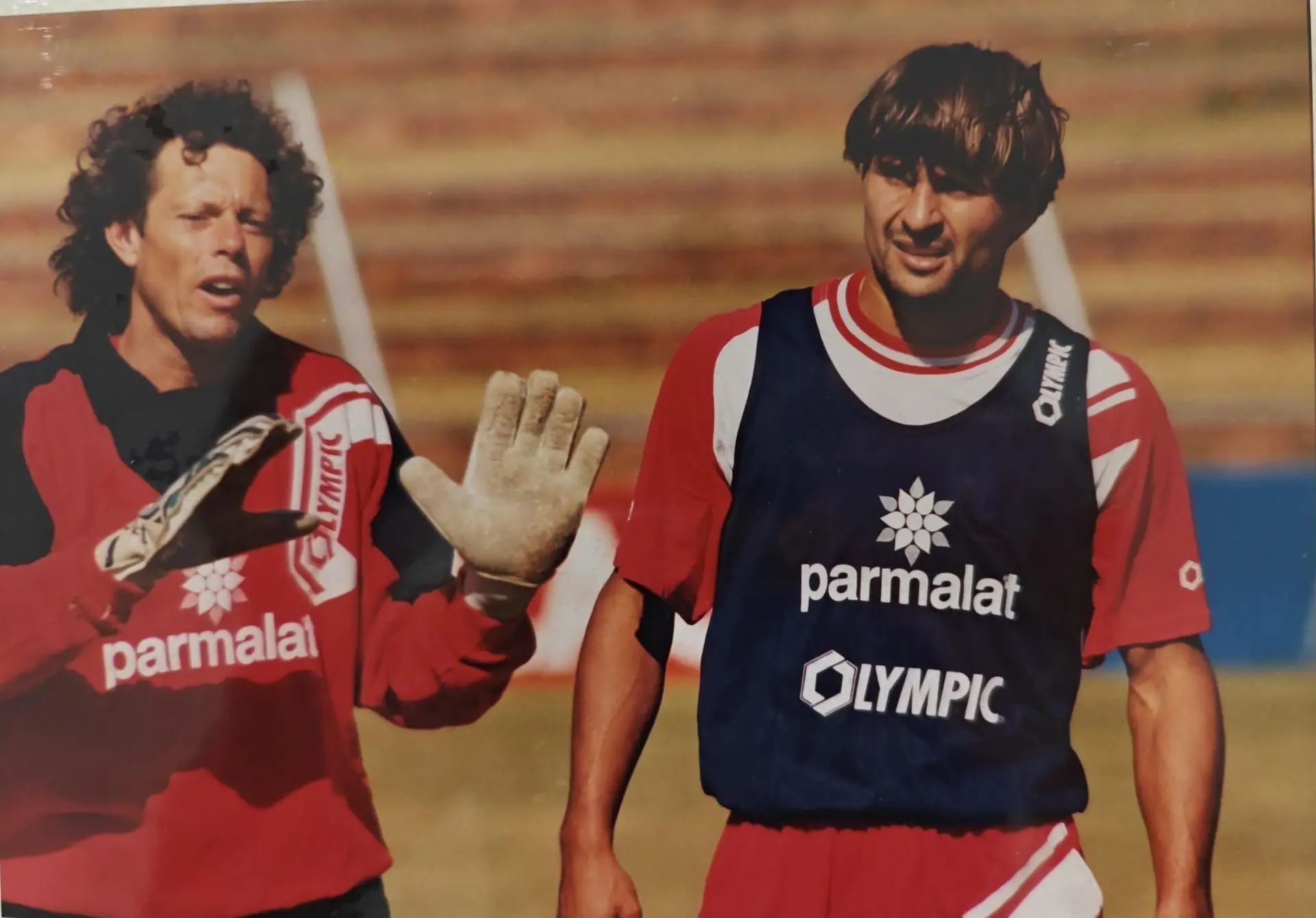 Preud'homme e Paredão durante um treino do Benfica