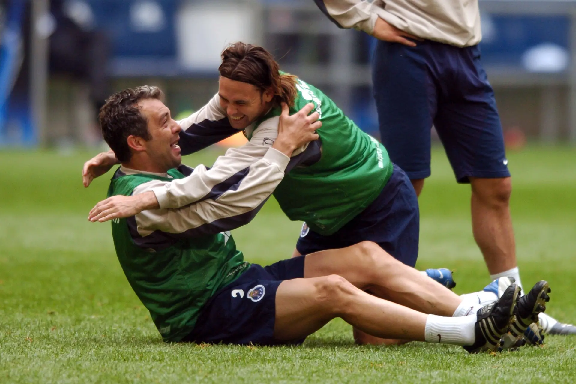 Maniche e Jorge Costa no treino antes da final da Liga dos Campeões de 2004