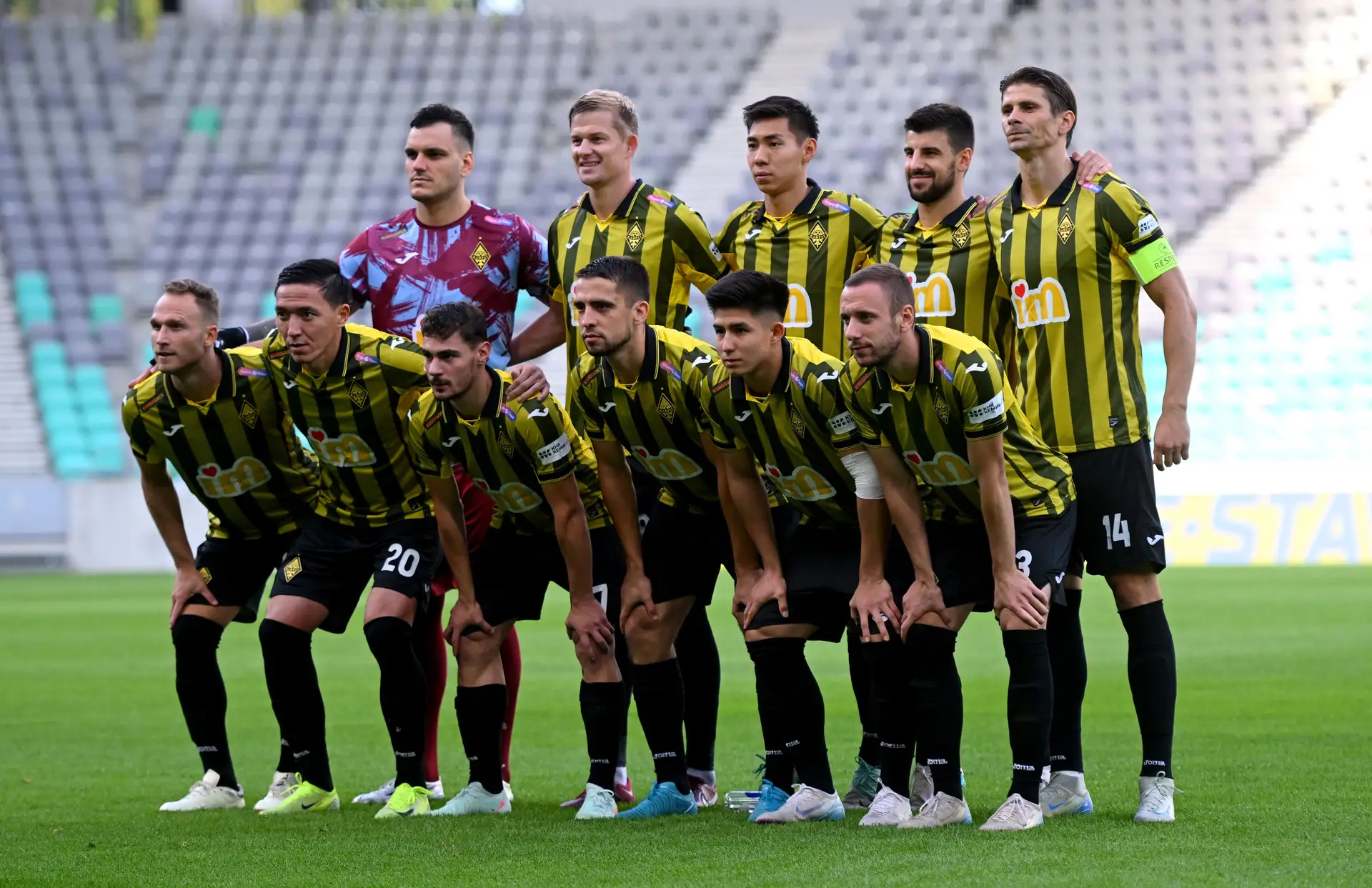 O onze do Kairat antes de defrontar o Olimpija Ljubljana