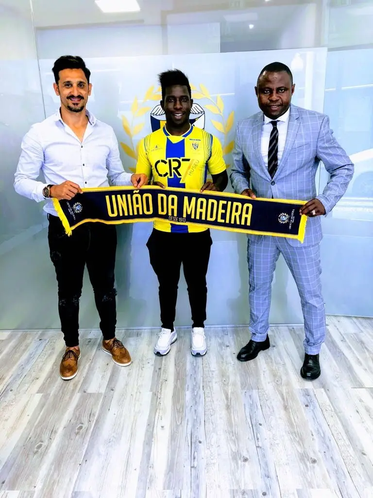 Marco Freitas, Aldair (que em 2018/19 jogou pelo União da Madeira) e o empresário Eusébio Mango