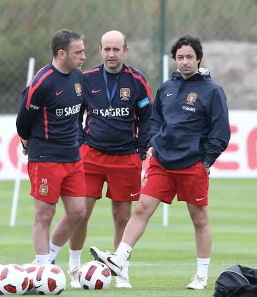 Paulo Bento, Leonel Pontes e João Aroso, na seleção A, em 2010