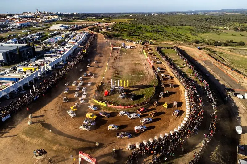 Vista aérea da zona da meta, obtida de drone