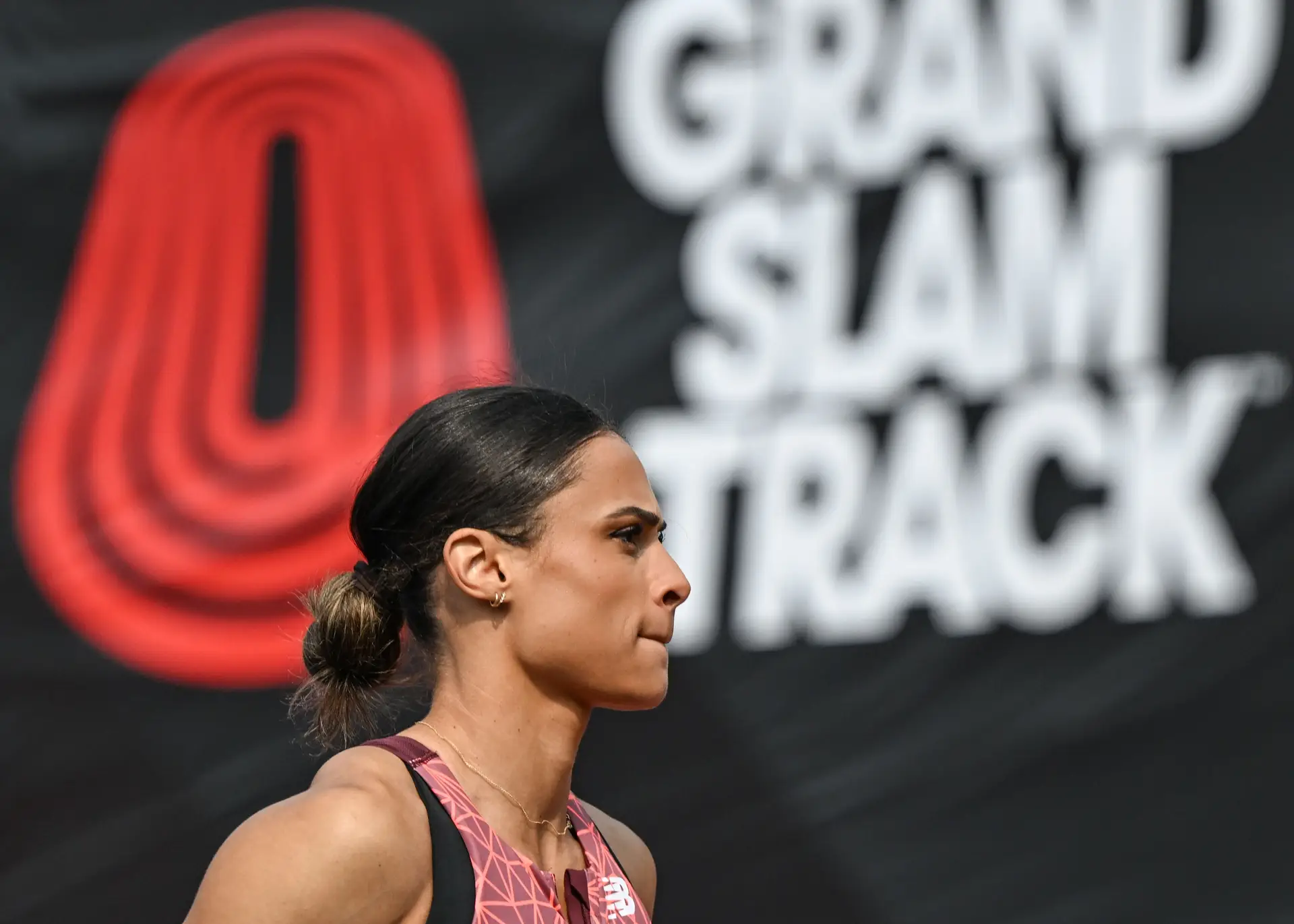 Sydney McLaughlin-Levrone, campeã olímpica dos 400 metros barreiras, participou nas provas do Grand Slam Track