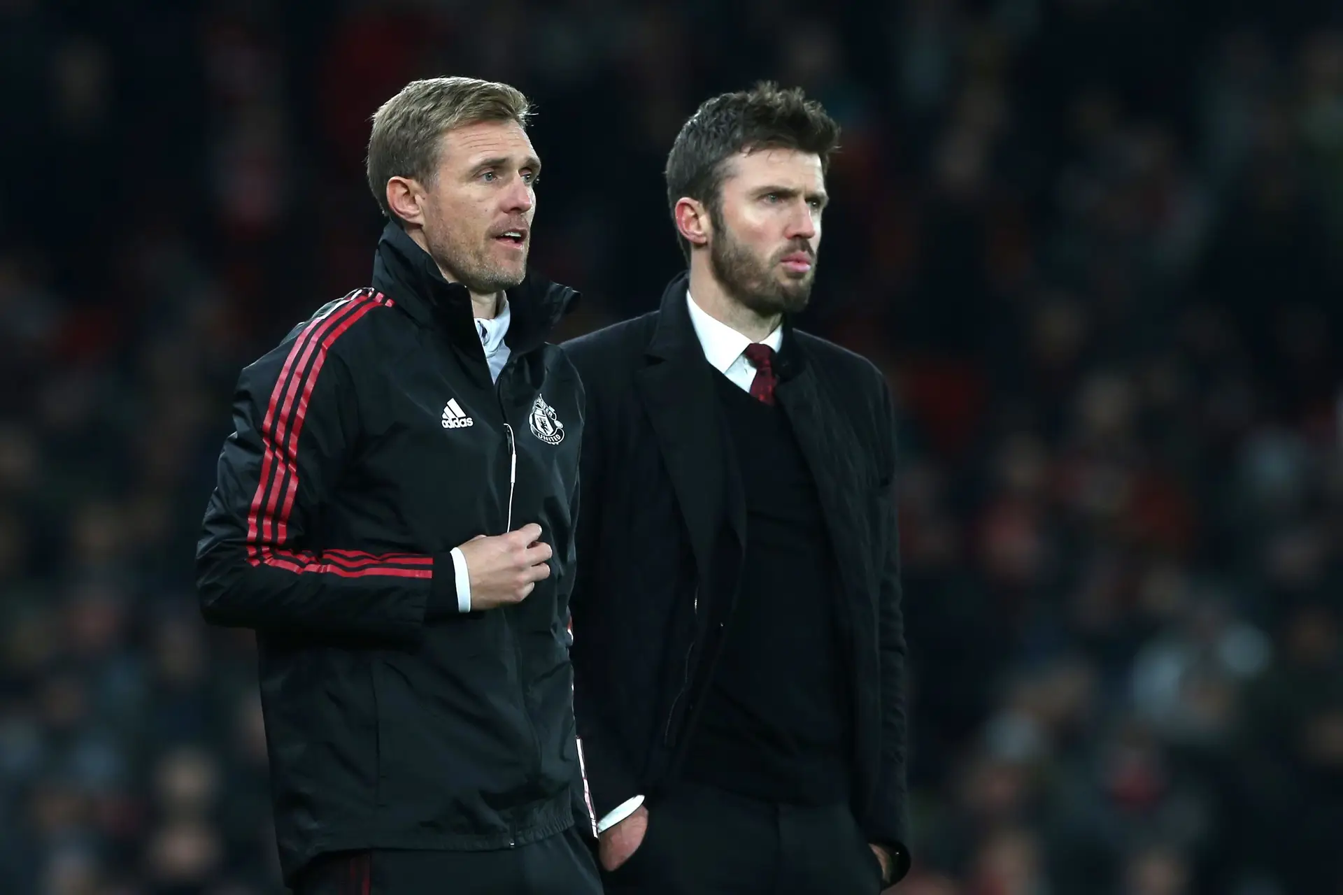 Carrick e Fletcher: antigos jogadores que viraram técnicos interinos do United