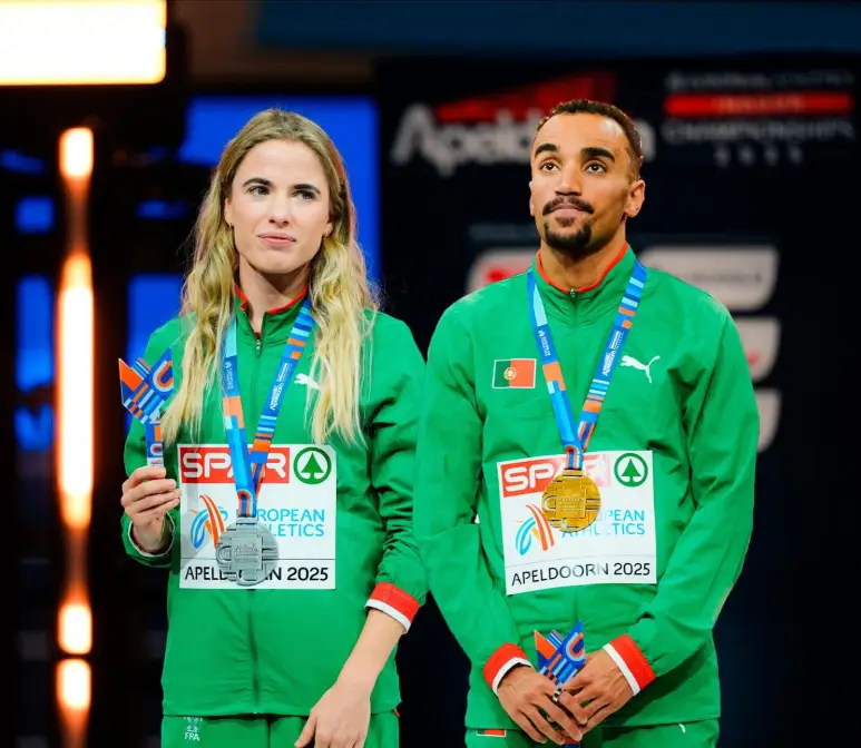 Salomé Afonso e Isaac Nader nos Europeus de pista curta de 2025, onde ambos conquistaram medalhas