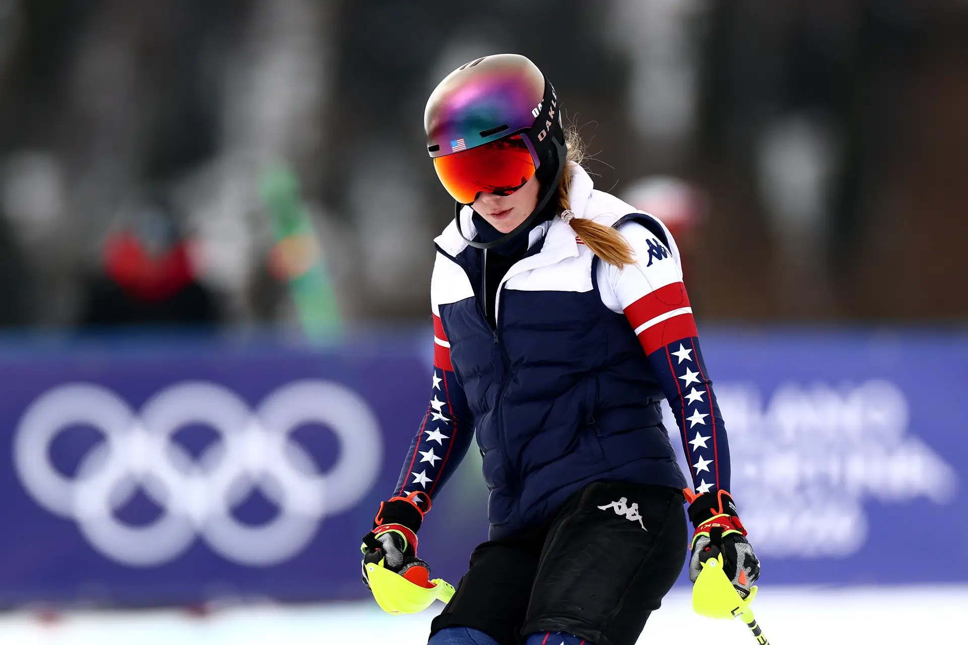Mikaela Shiffrin após a sua primeira prova em Milão-Cortina 2026