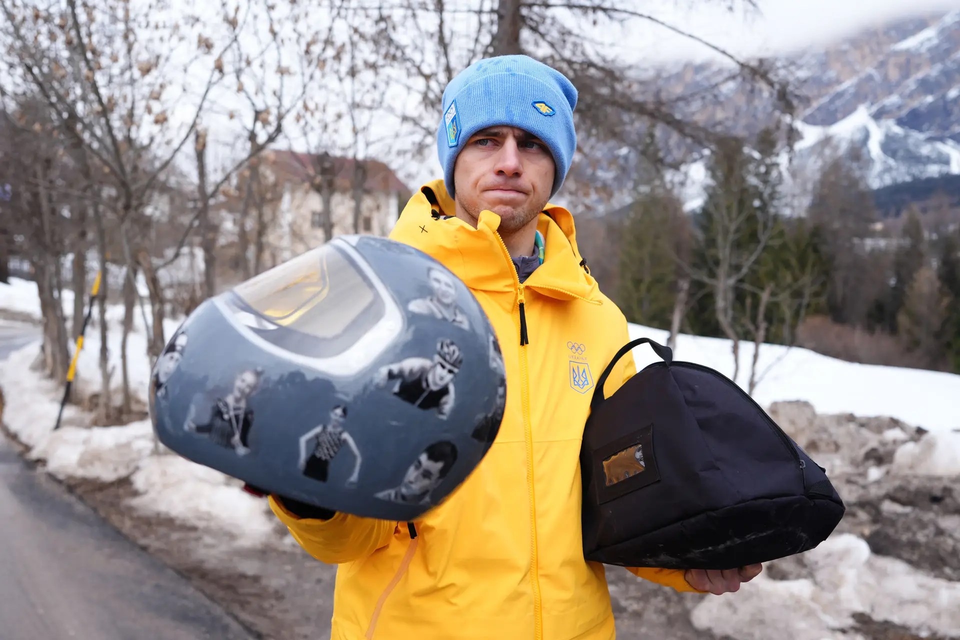 Vladyslav Heraskevych ia competir na prova de skeleton dos Jogos Olímpicos de Inverno