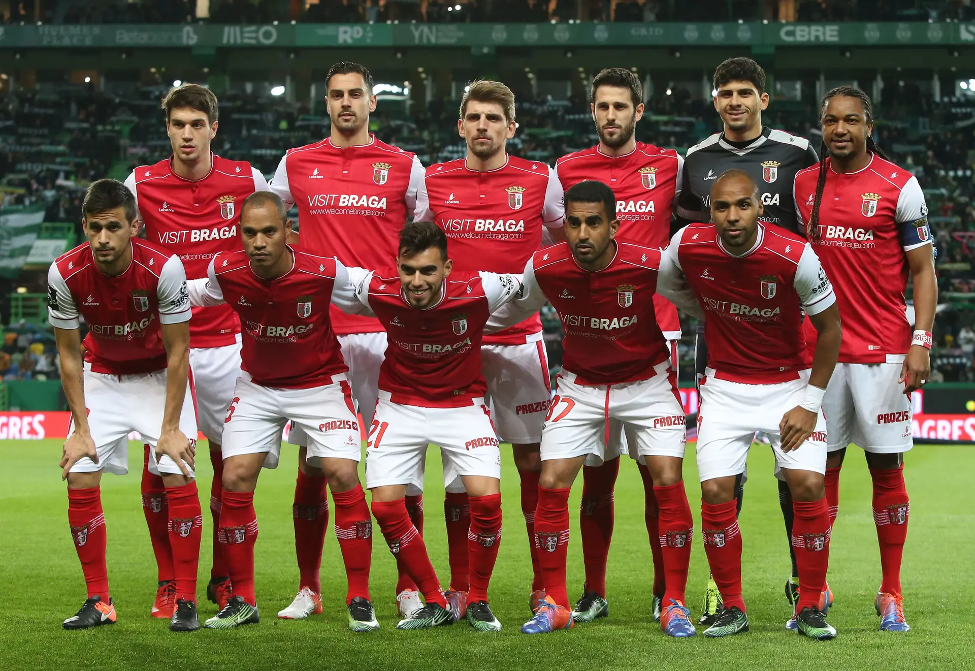 Xeka (3º atrás a partir da esquerda) no 11 do SC Braga que defontou o Sporting em dezembro de 2016