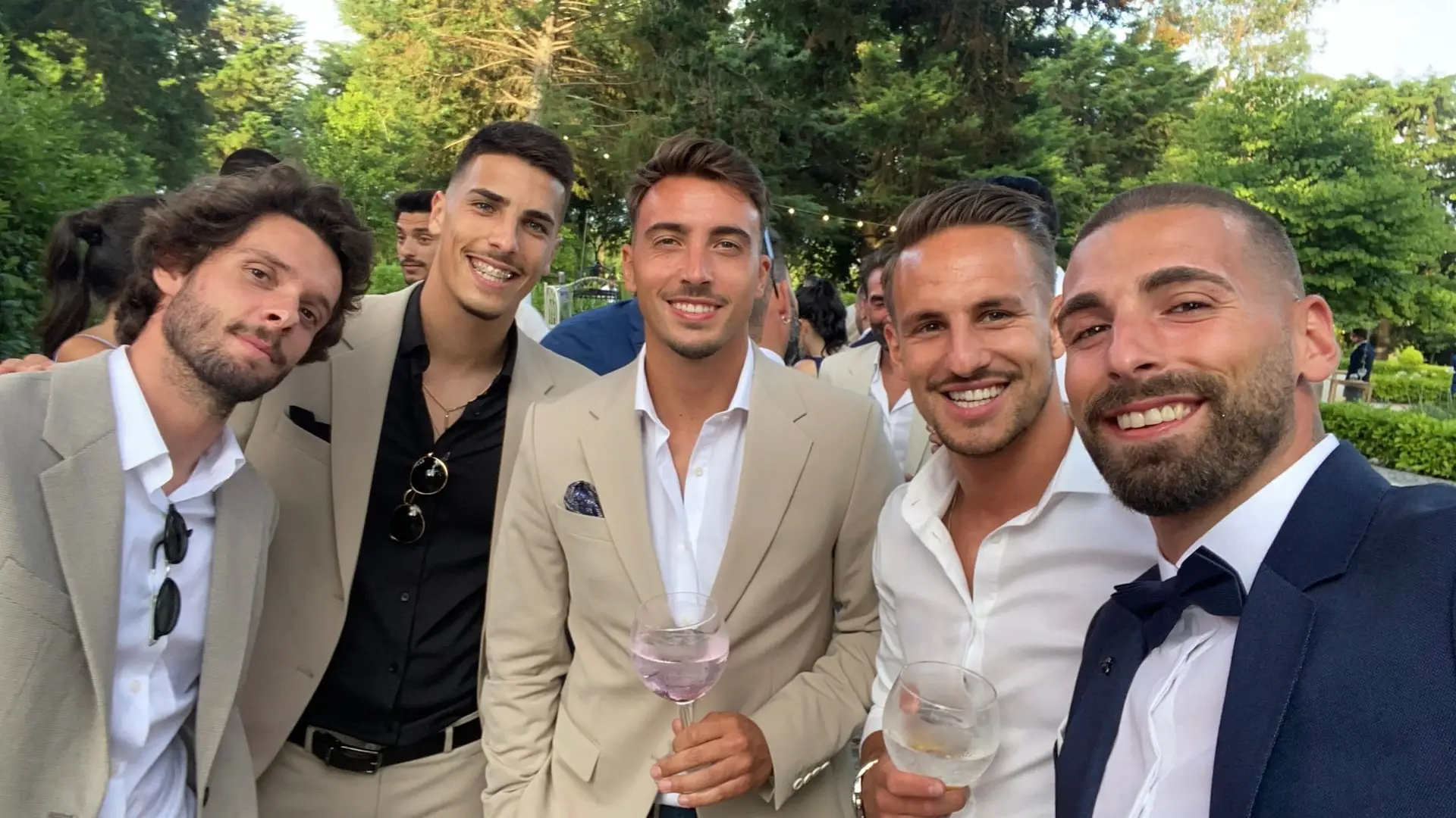Filipe Chaby, Silvério, João Mendes, Reko e Guima no casamento de Traquina