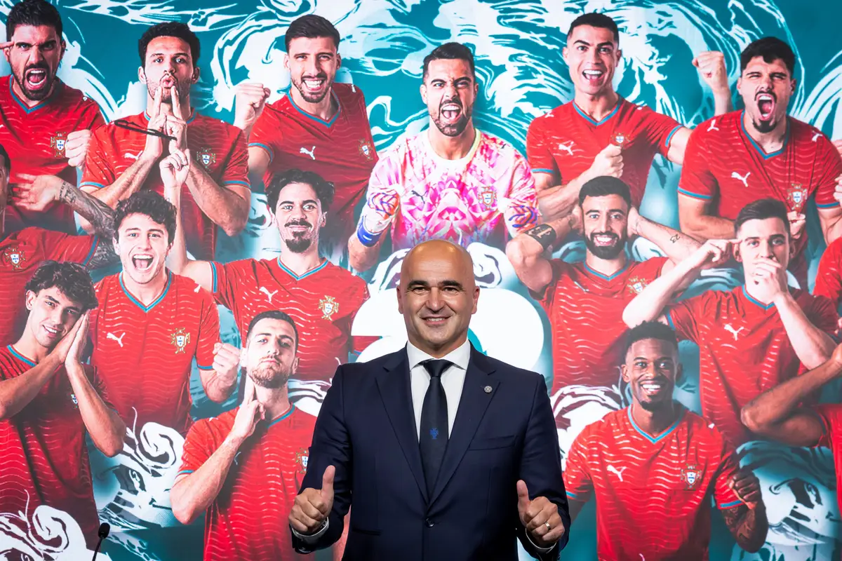 O selecionador nacional, Roberto Martínez, após anunciar os convocados para o Mundial de 2026 na Cidade do Futebol