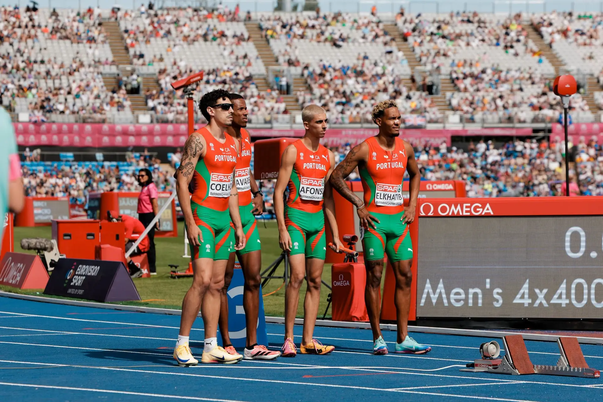 Pedro Afonso, Ericsson Tavares, João Coelho e Omar Elkhatib foram a estafeta masculina de Portugal nos Europeus de atletismo de 2026