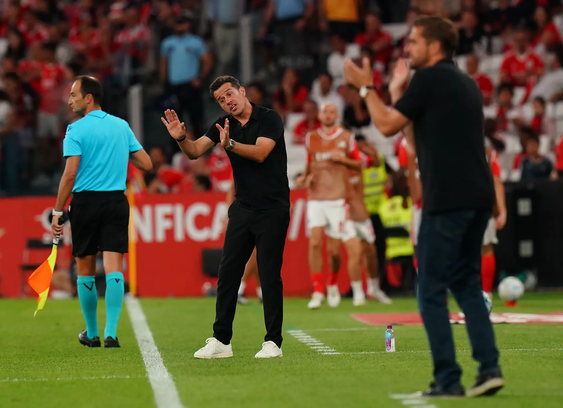 Marco Silva a dar indicações frente aos dinamarqueses