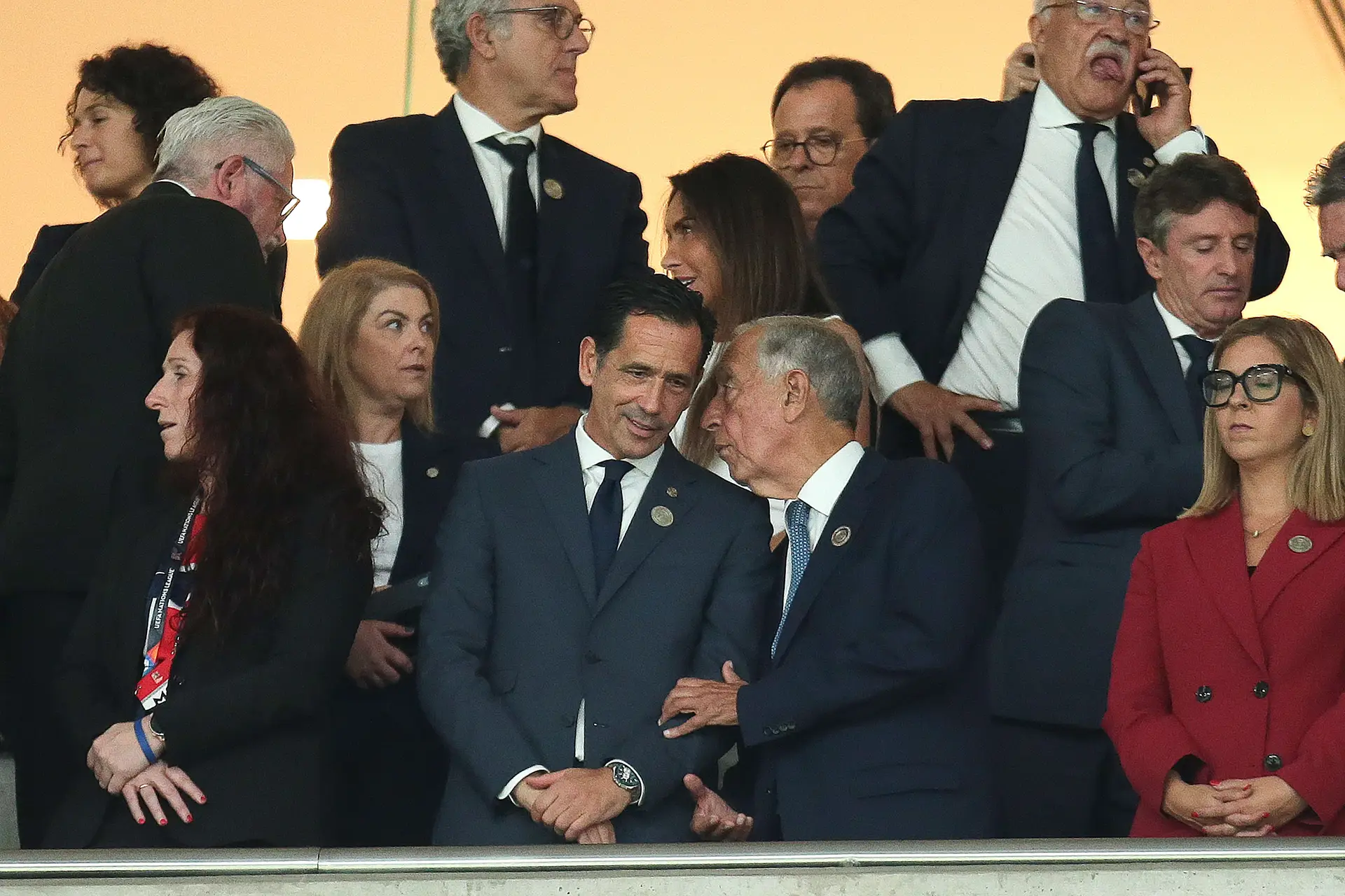 Pedro Proença na tribuna a assistir ao jogo de Portugal na Liga das Nações
