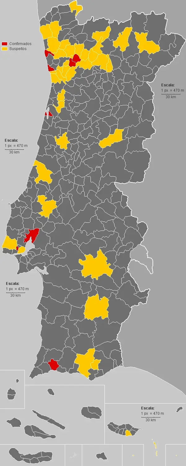 Número oficial de infetados em Portugal sobe para 78 com mapa - Postal do Algarve