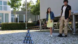 Duelo entre pai e filha: Beatriz e Miguel Frazão no jogo das latas