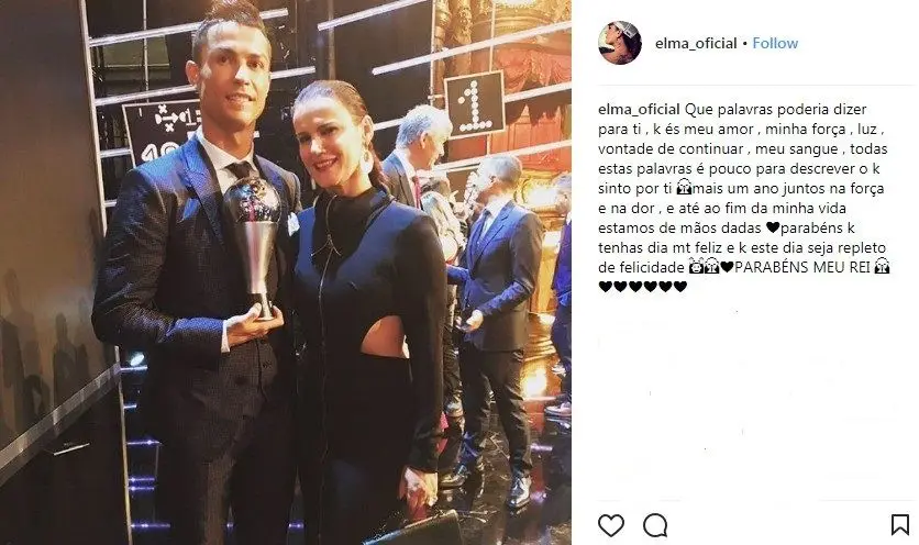 Elma e Katia Aveiro felicitam Ronaldo em data especial