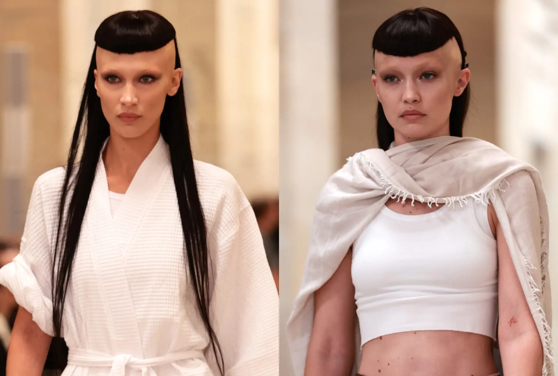 Visual ‘alien’ de Gigi e Bella Hadid em desfile impressiona fãs: “O que aconteceu aqui?”