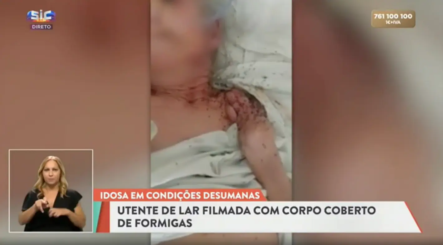 Maus-tratos a idosa em Loulé: Vídeo mostra utente de lar coberta por formigas