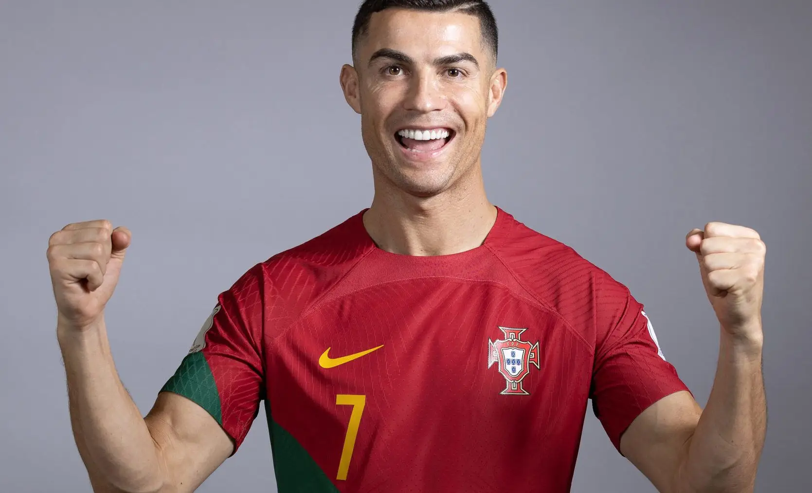 DOHA, QATAR – NOVEMBER 19: Cristiano Ronaldo of Portugal poses during the official FIFA World Cup Qatar 2022 portrait session on November 19, 2022 in Doha, Qatar. (Photo by Buda Mendes – FIFA/FIFA via Getty Images)