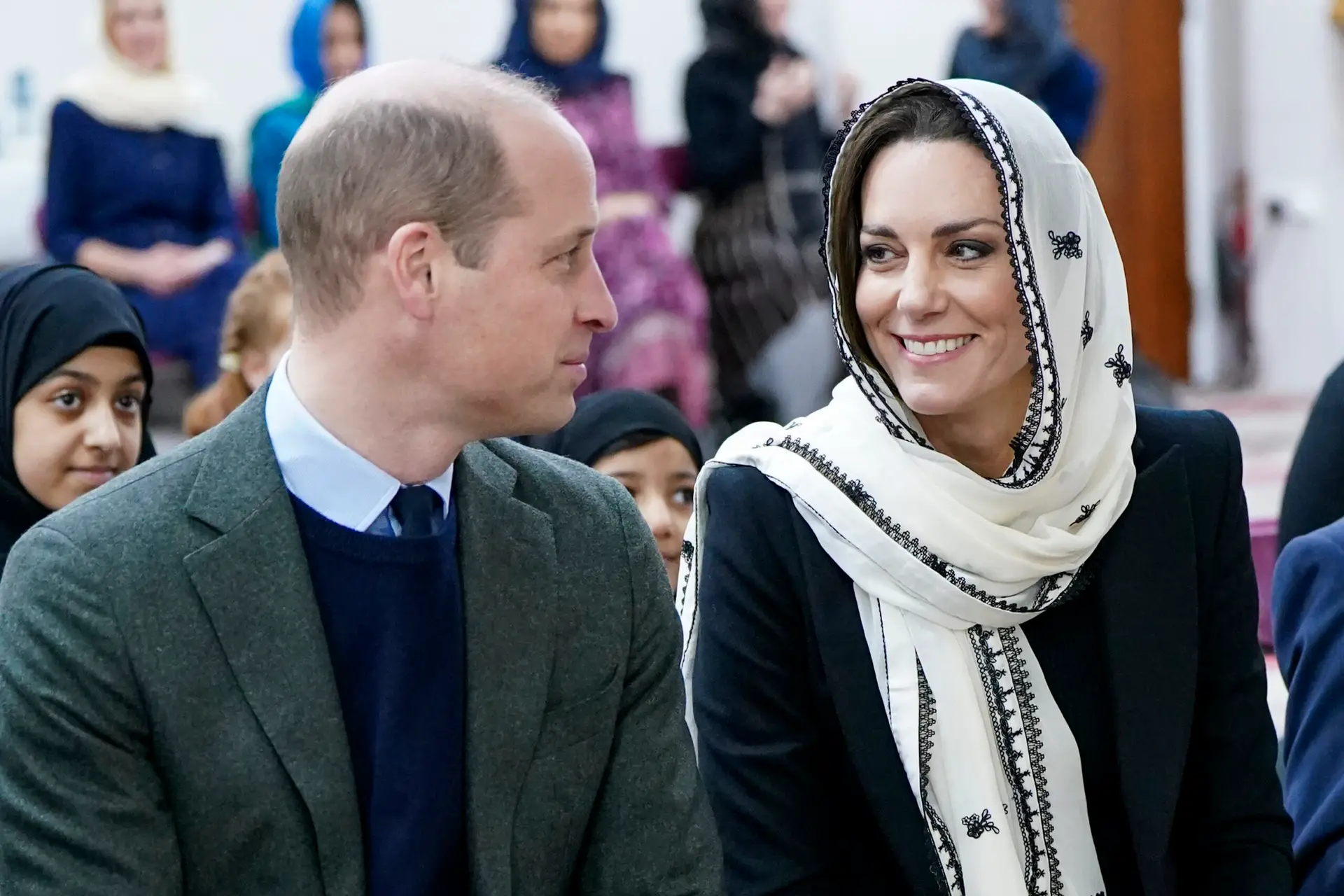 HAYES, ENGLAND – MARCH 09: Catherine, Princess of Wales and Prince William, Prince of Wales visit Hayes Muslim Centre on March 9, 2023 in Hayes, England. The Prince and Princess of Wales visited Hayes Muslim Centre and thanked those involved in the aid effort and those who have fundraised to help communities affected by the devastating earthquakes in Turkey and Syria. (Photo by Arthur Edwards – WPA Pool/Getty Images)