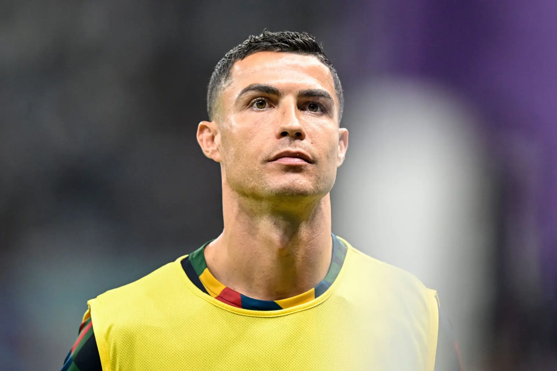 Portugal’s forward #07 Cristiano Ronaldo warms up during the Qatar 2022 World Cup round of 16 football match between Portugal and Switzerland at Lusail Stadium in Lusail, north of Doha on December 6, 2022. (Photo by PATRICIA DE MELO MOREIRA / AFP) (Photo by PATRICIA DE MELO MOREIRA/AFP via Getty Images)
