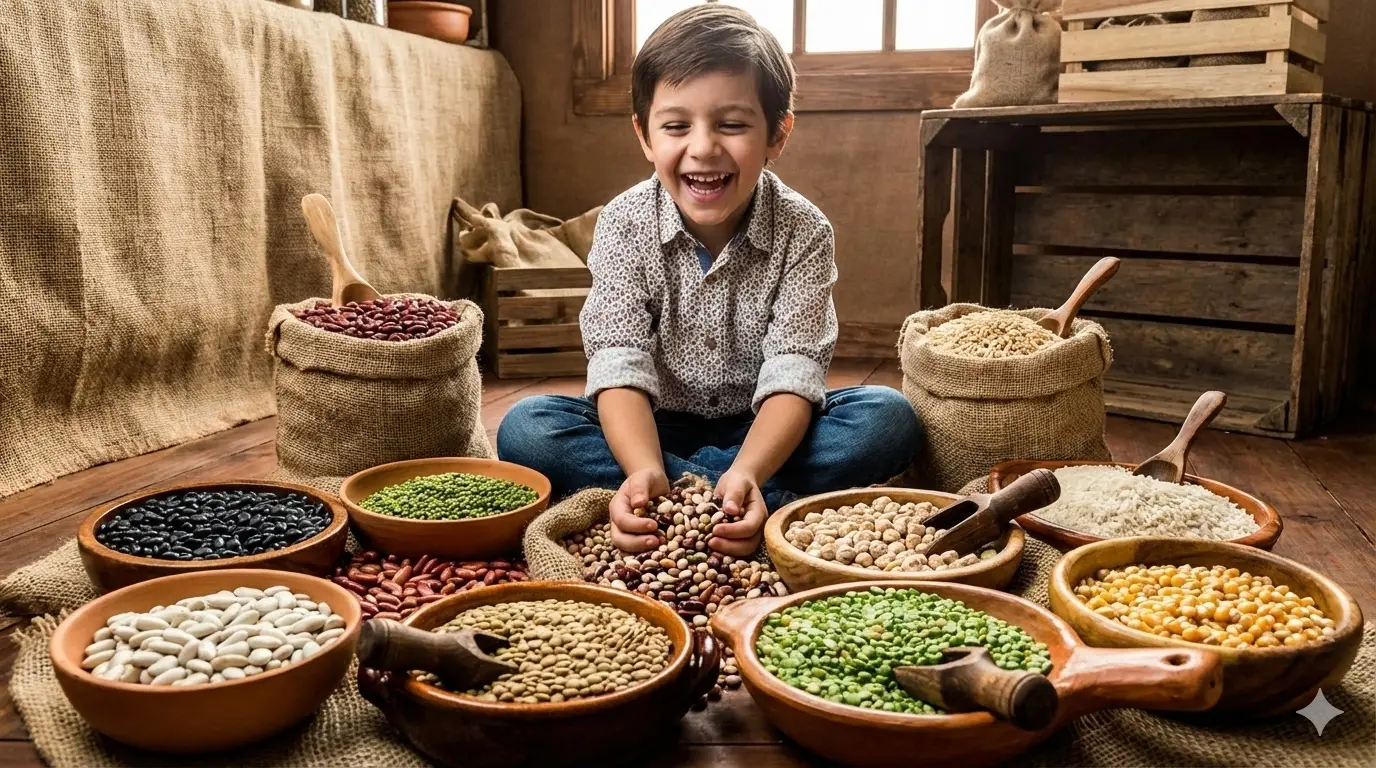 Um arco-íris no prato chamado leguminosas