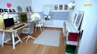 Sai um escritório funcional, luminoso e com espaço para os dois!