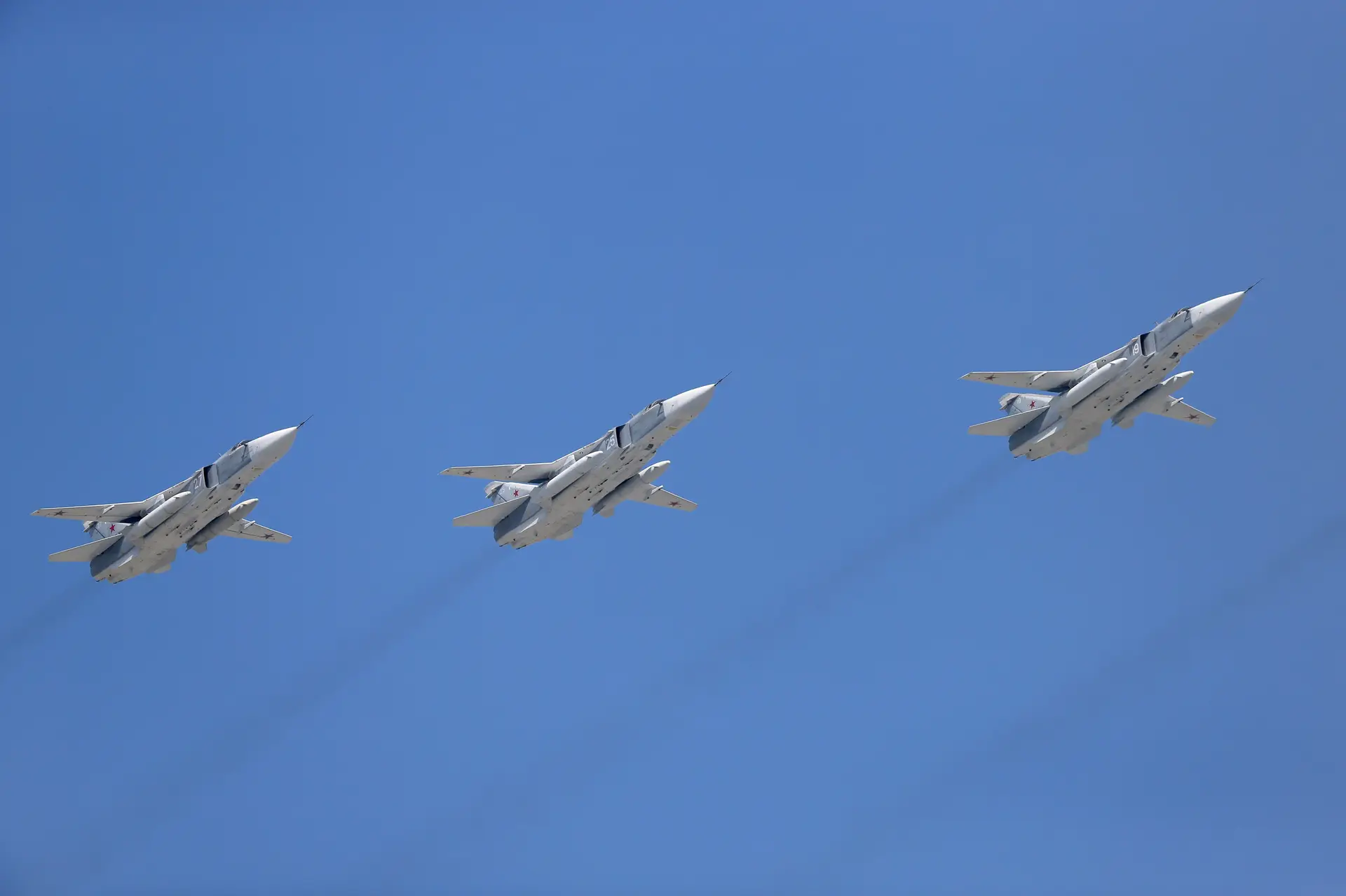 No ataque aéreo, participaram bombardeiros estratégicos Tu-22M3, iguais ao da imagem, e Su-34, indicou o Ministério de Defesa russo.
