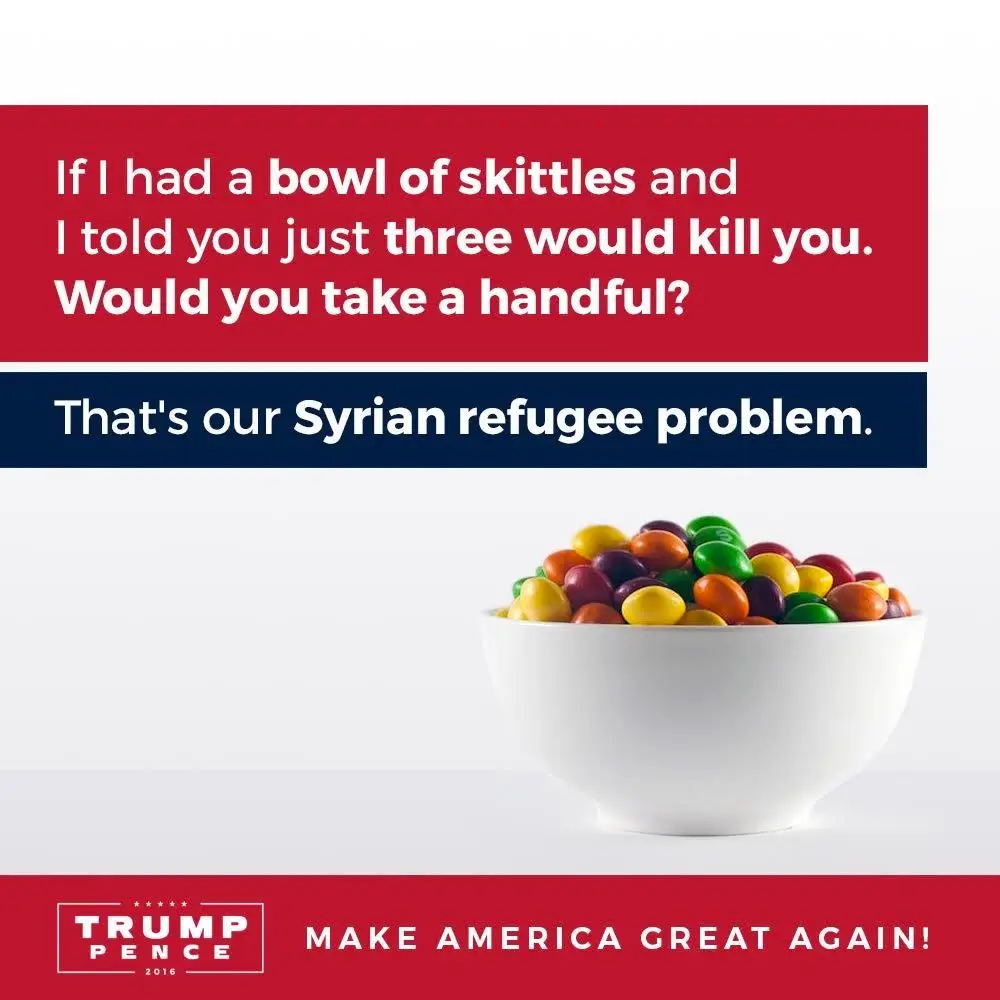 Filho de Trump compara refugiados a Skittles envenenados