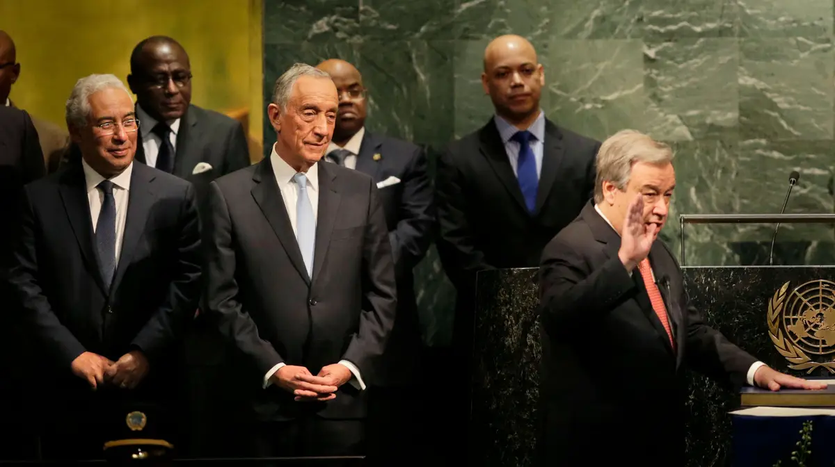 António Costa e Marcelo Rebelo de Sousa no dia em que António Guterres tomou posse como secretário-geral da ONU.