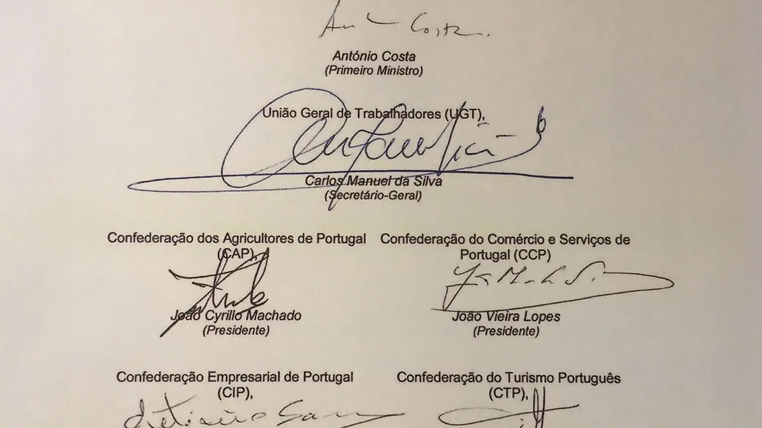 Acordo de concertação social assinado por todos os parceiros
