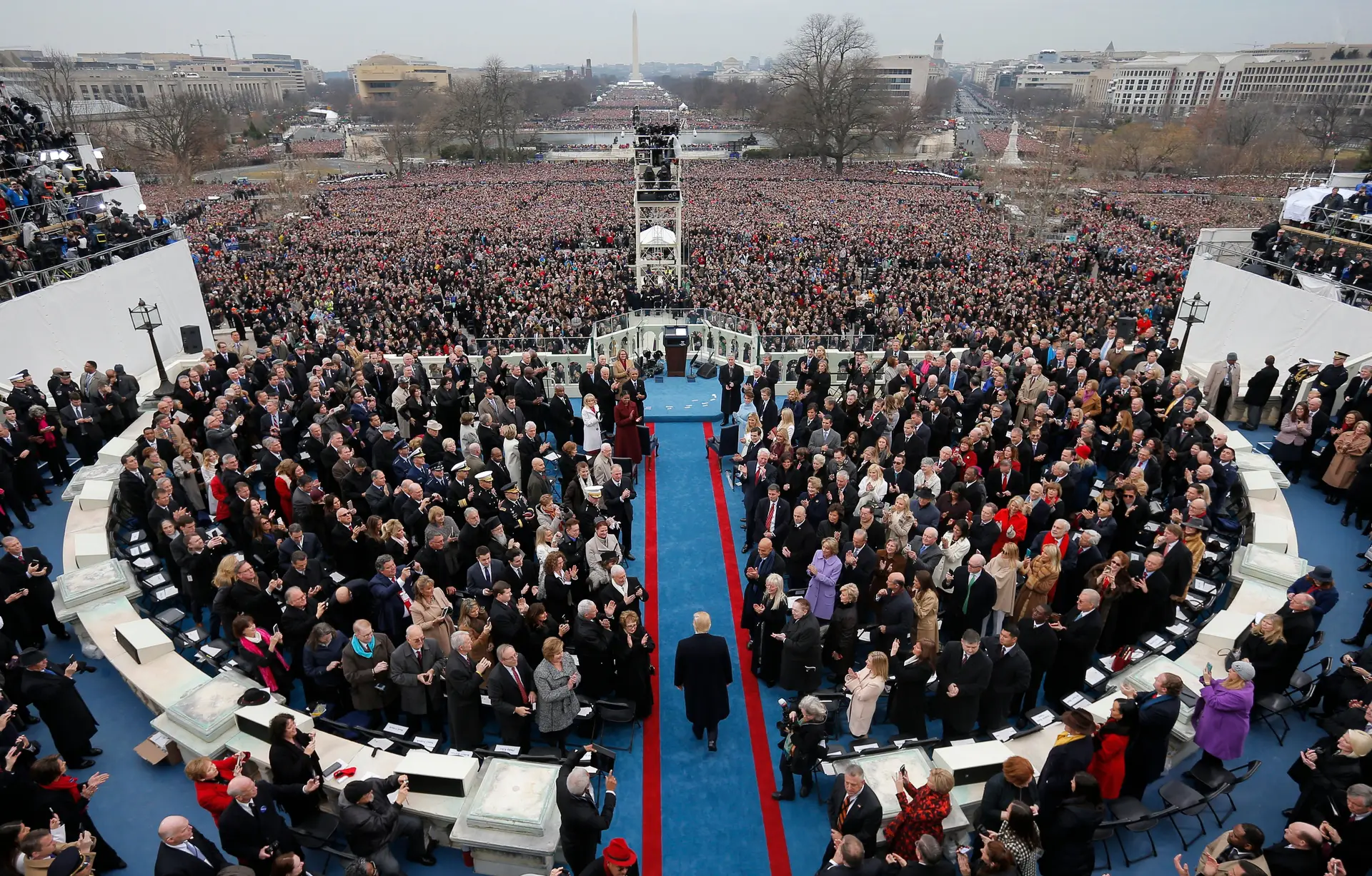 20/01/2017 - Donald Trump na chegada às cerimónias de inauguração do 45.º Presidente dos Estados Unidos em Washington.
